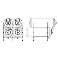 Frame -4 tanks, 1000L, single walled, SS