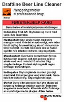 First help card -Draftbeer cleaner, DK